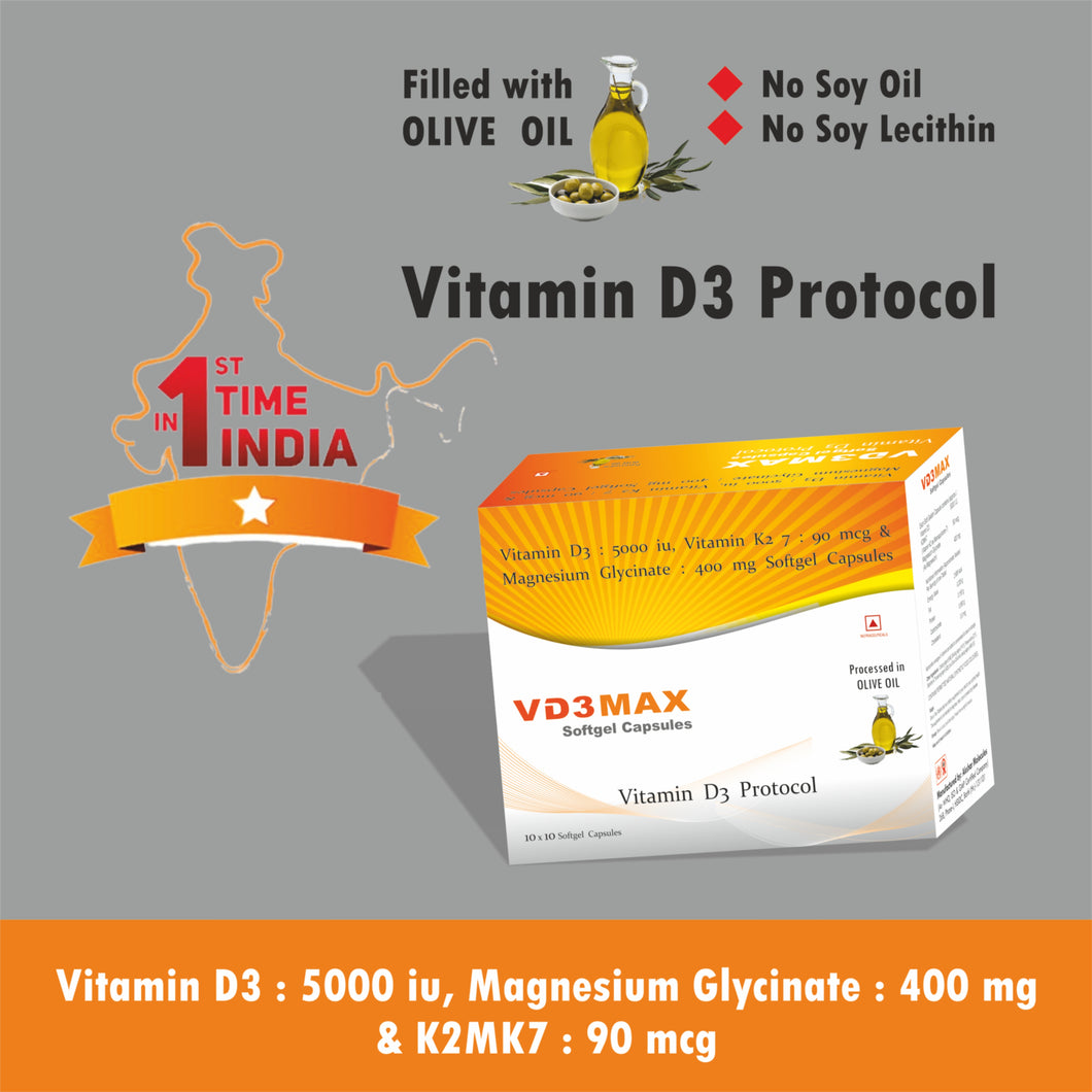 VD3 MAX (Vitamin D3 Protocol ) Softgel Caps (ONE MONTH PACK : 30 Caps)