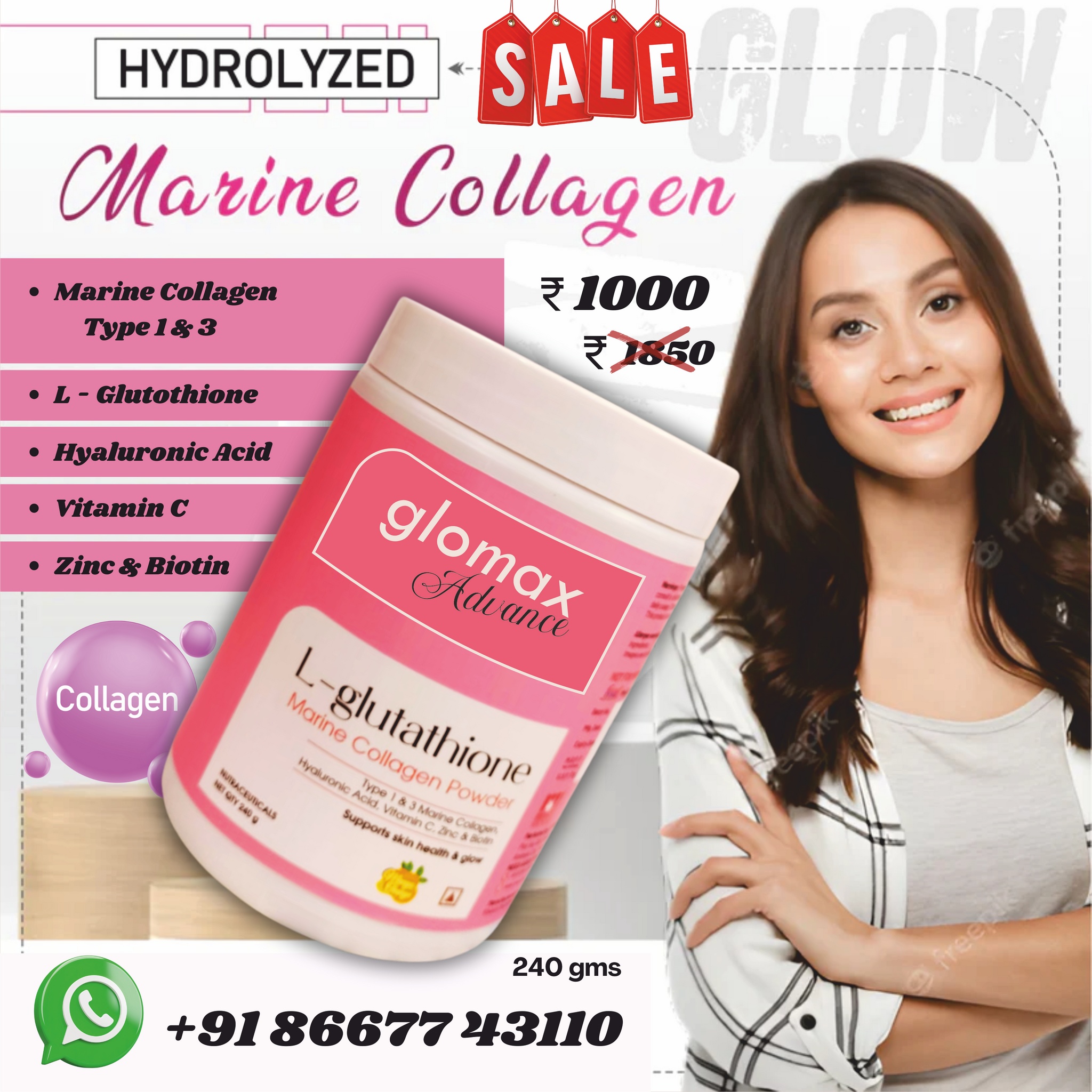 COLLAGEN for SKIN - L-GLUTATHIONE Advance POWDER (240 gms) Caveman Cart COLLAGEN for SKIN - L-GLUTATHIONE Advance POWDER (240 gms) Caveman Cart