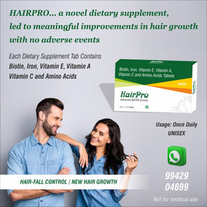 HAIRPRO Tablets (ONE MONTH PACK : 30 Tabs) Biotin, Iron, Vit E, Vit A, Vit C & Amino acids