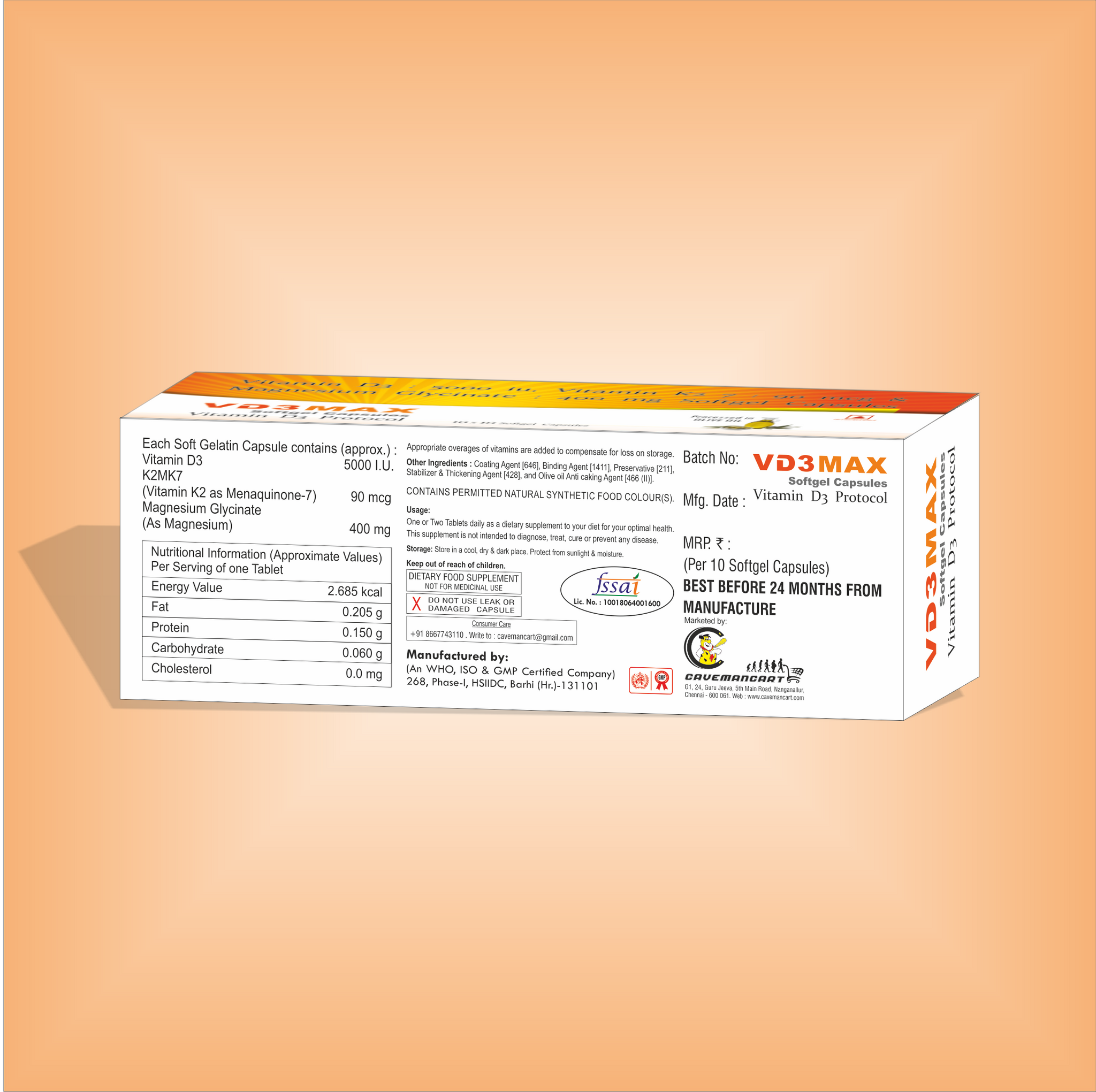 VD3 MAX (Vitamin D3 Protocol ) Softgel Caps (ONE MONTH PACK : 30 Caps ...