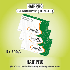 HAIRPRO Tablets (ONE MONTH PACK : 30 Tabs) Biotin, Iron & Amino acids