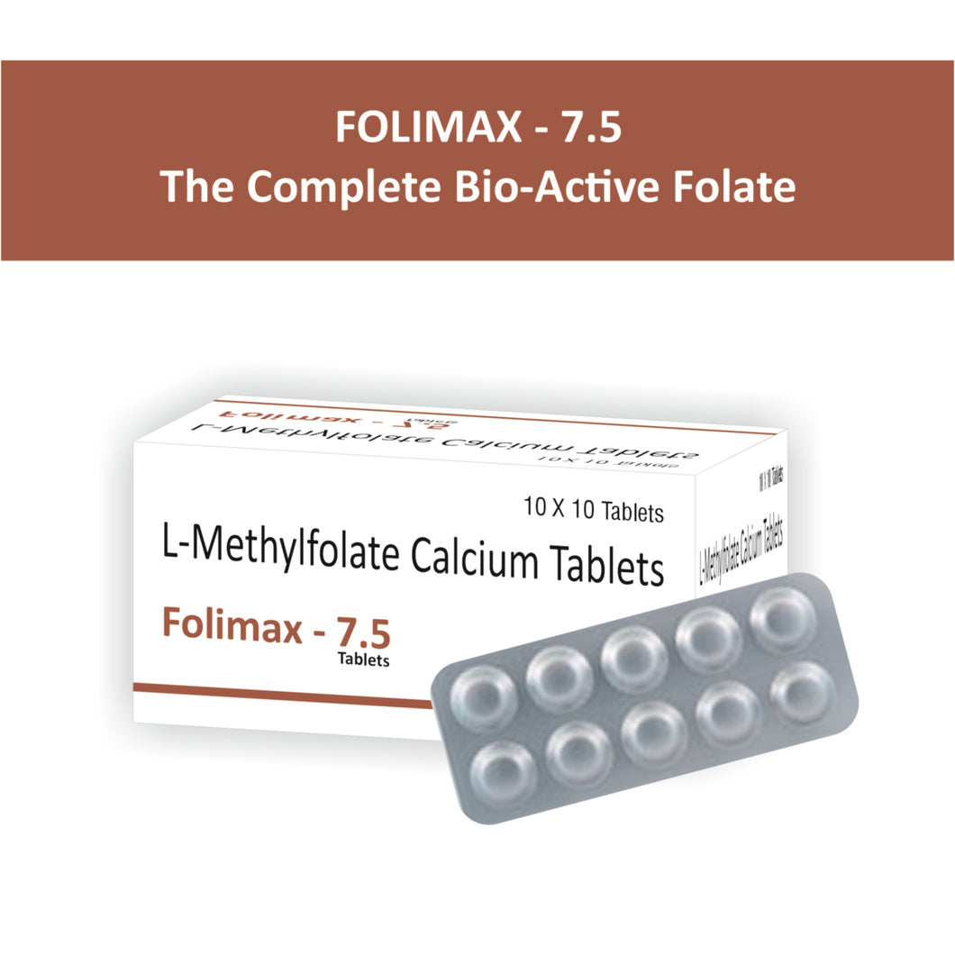FOLIMAX 7.5 (L-Methyl Folate) Tablets (100 Tabs Pack)
